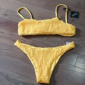 Zaful - yellow ribbed bikink